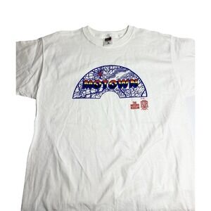 Motown Museum Detroit Map T-shirt Blue‎ Size Large White Short Sleeved KC